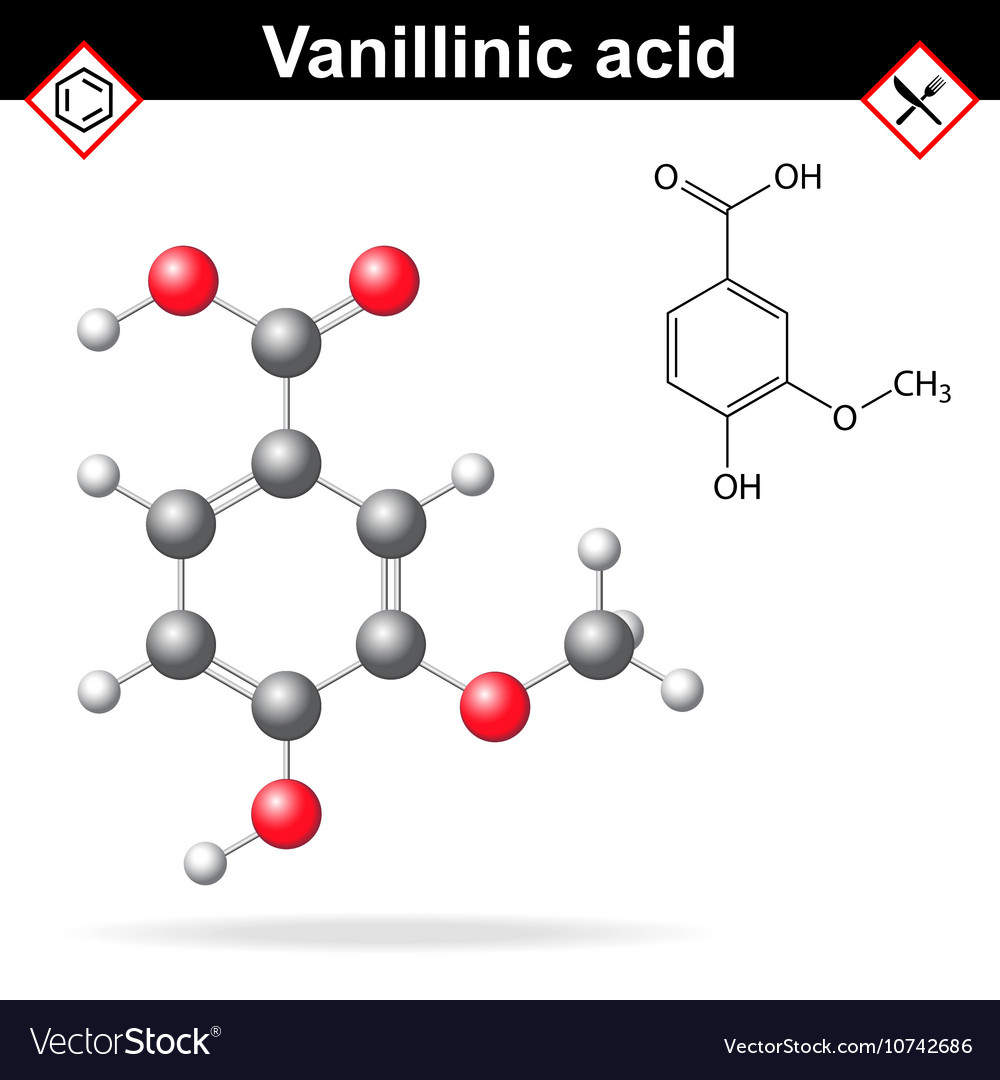 Vanillic acid molecule flavoring agent Royalty Free Vector