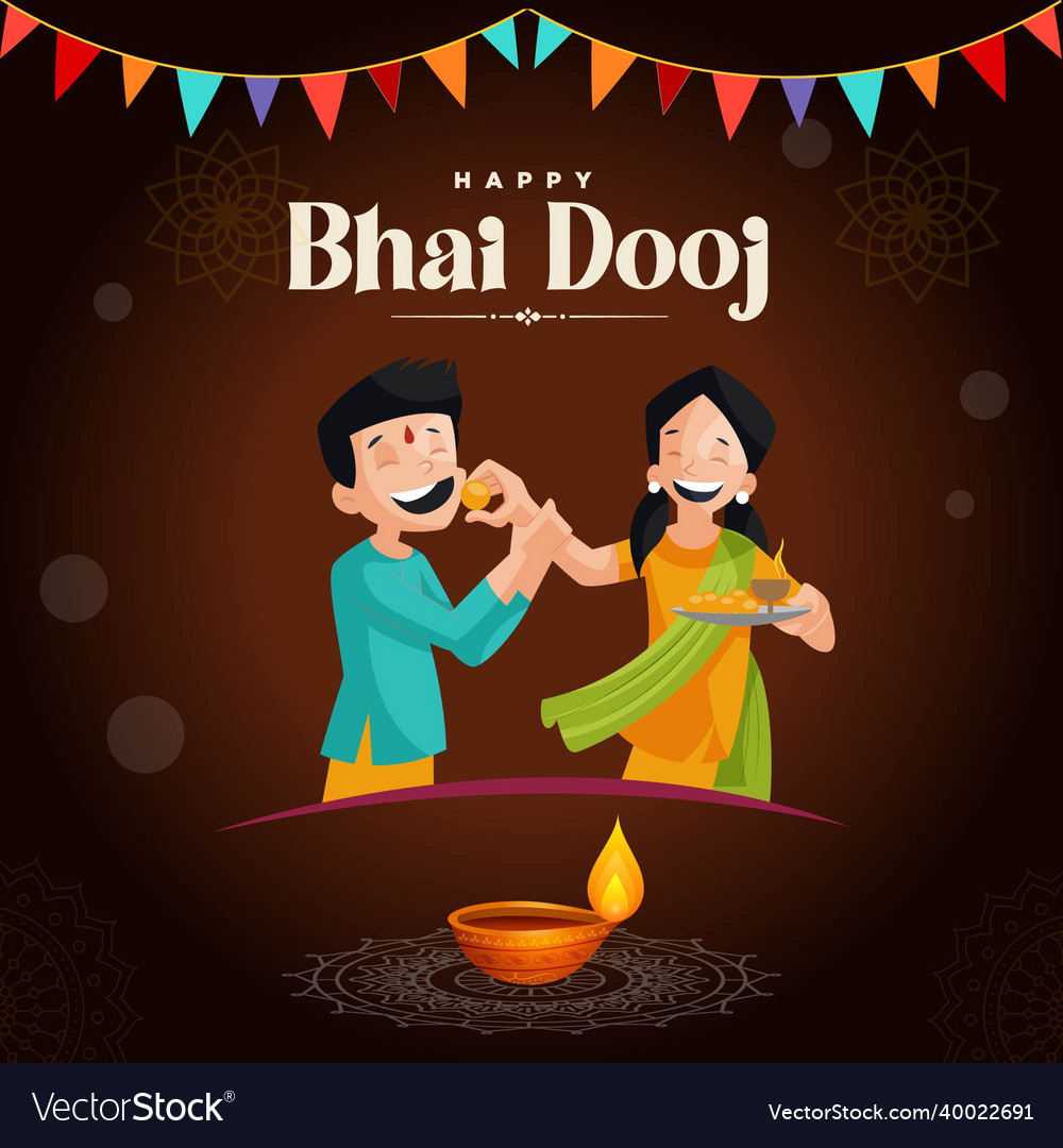 Banner design of happy bhai dooj Royalty Free Vector Image