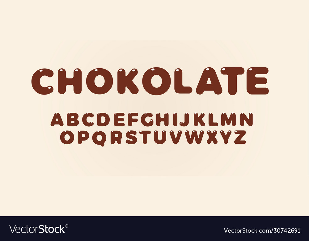 Chocolate letters set brown bold style alphabet