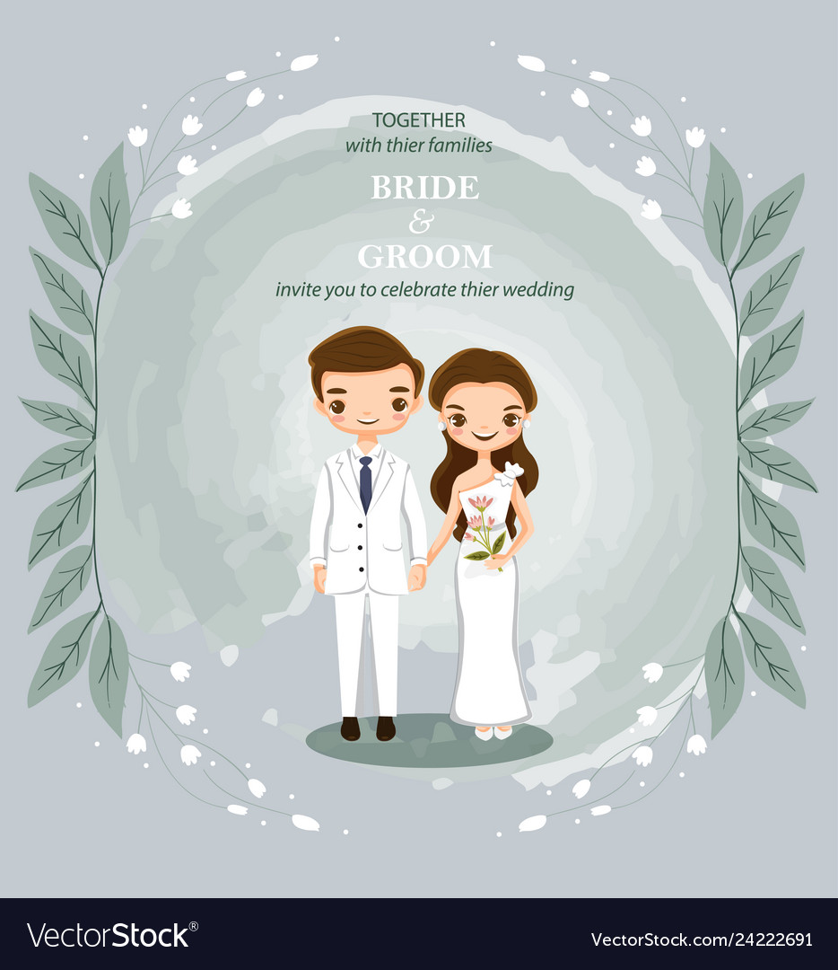 Cute cartoon couple for wedding invitations card Vector Image