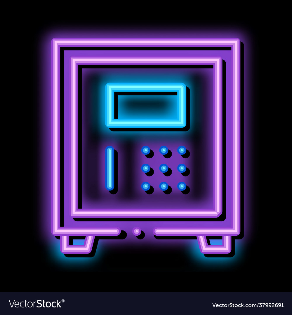 Electronic safe deposit neon glow icon