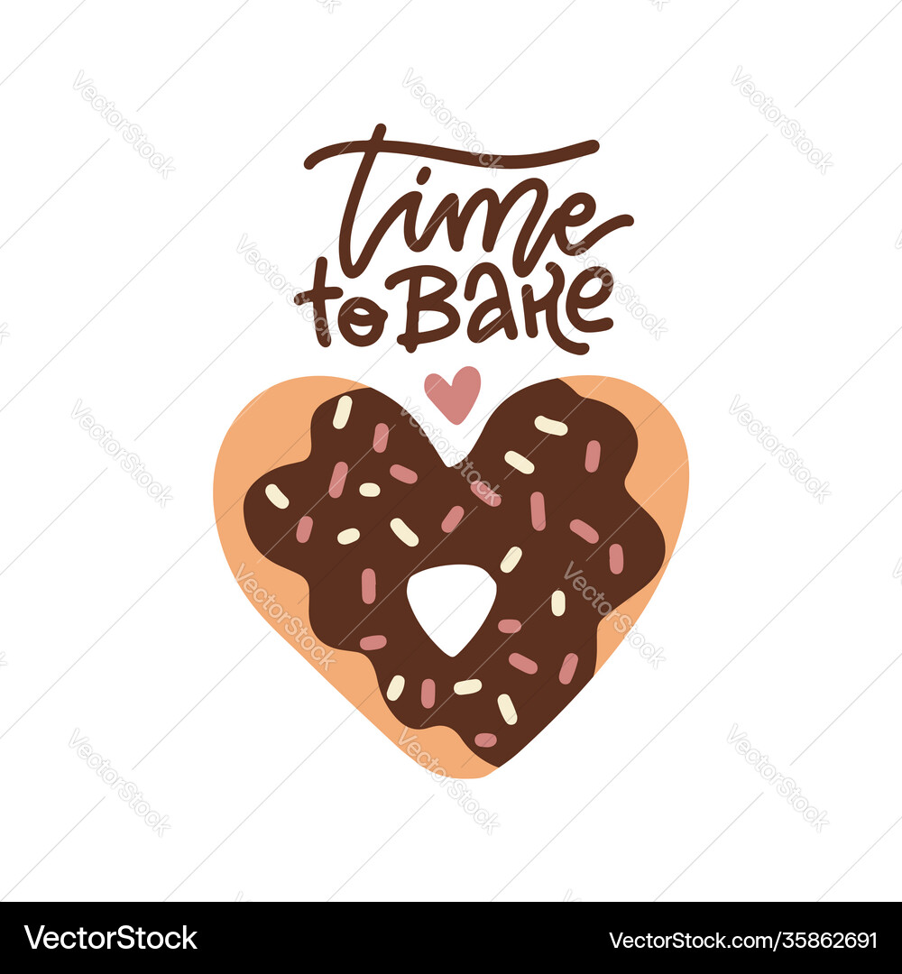 Time to bake - lettering poster design decorative Vector Image