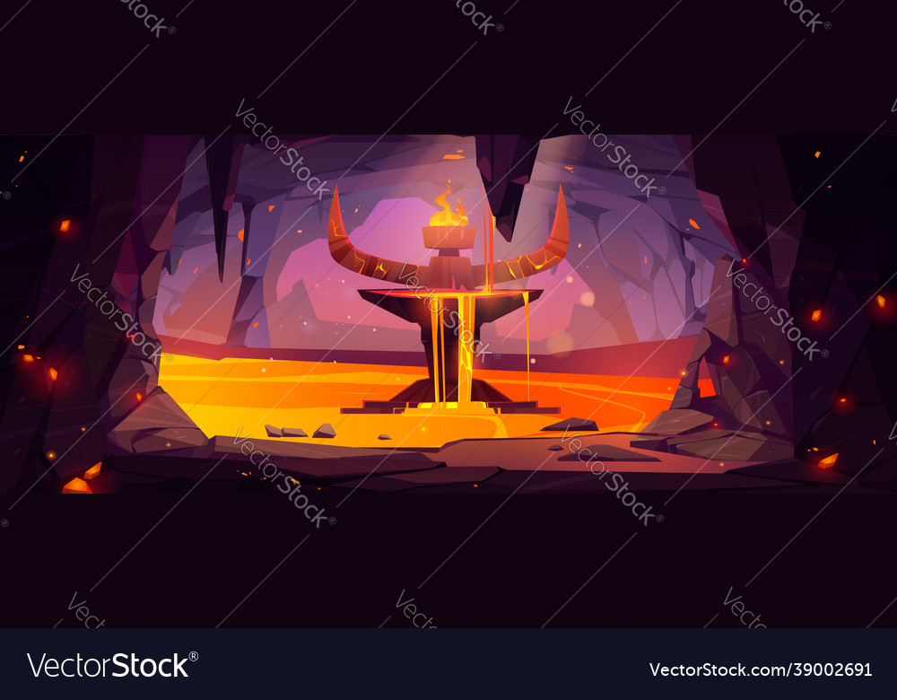Underground cave entrance to hell infernal world vector image Underground cave entrance to hell infernal world