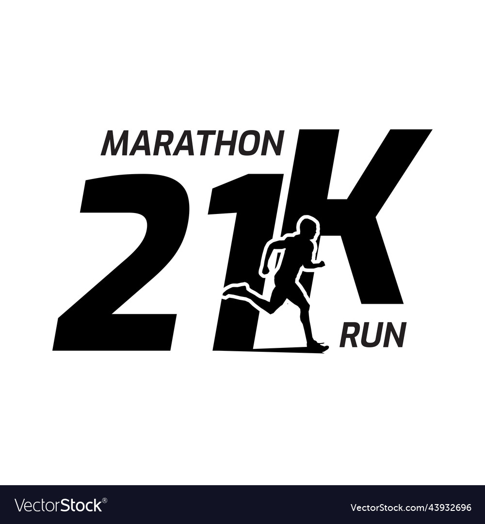 Black silhouette marathon run event logo template Vector Image