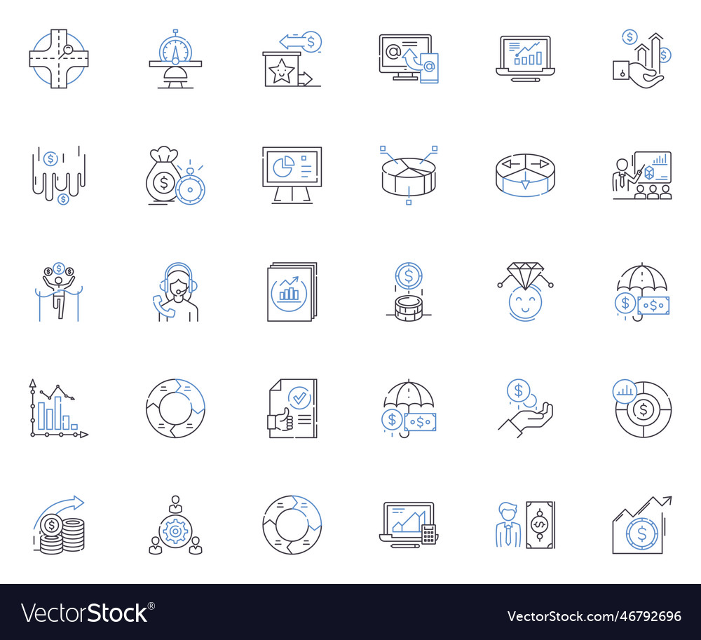 Fiscal policy line icons collection stimulus