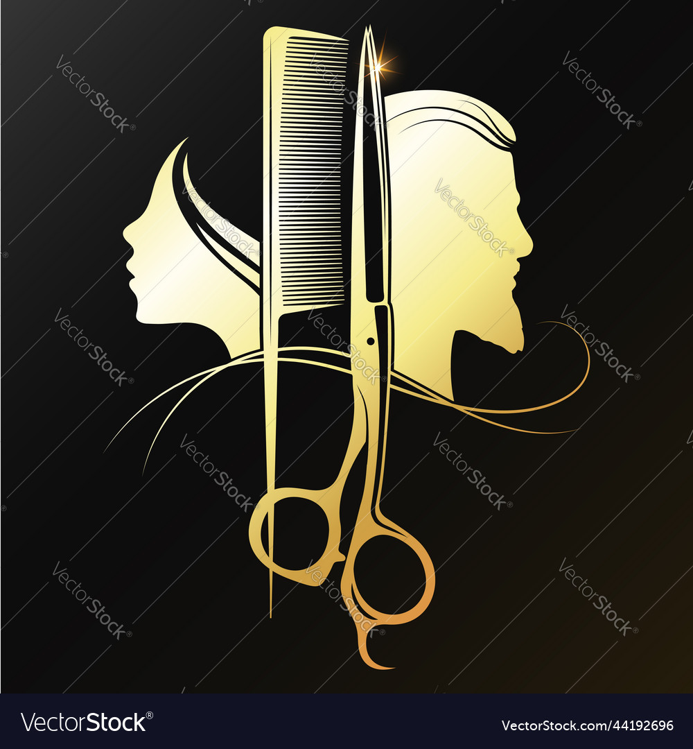 Gold symbol for female and male beauty salon Vector Image