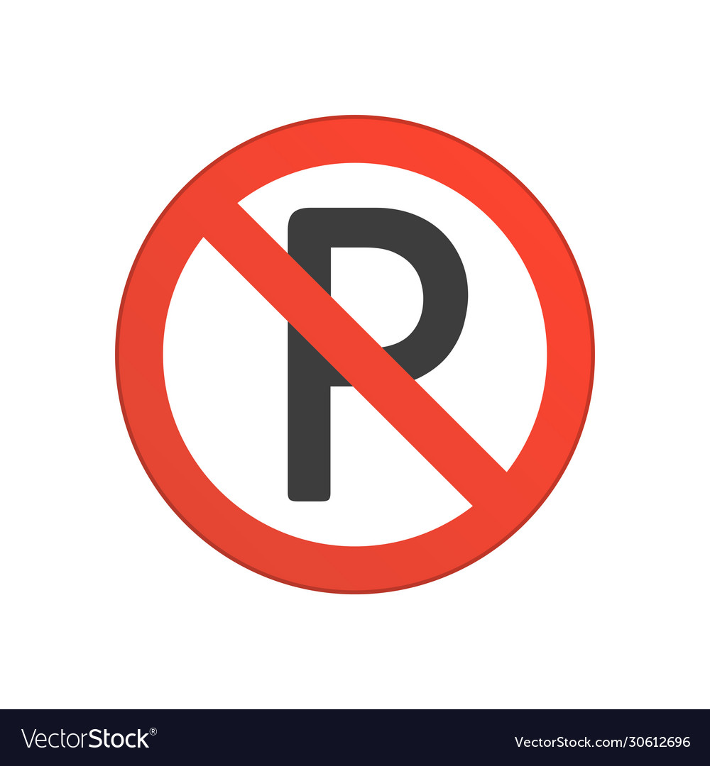 No parking red round sign Royalty Free Vector Image