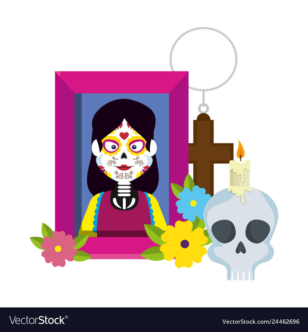 Picture of woman with catrina costume Royalty Free Vector