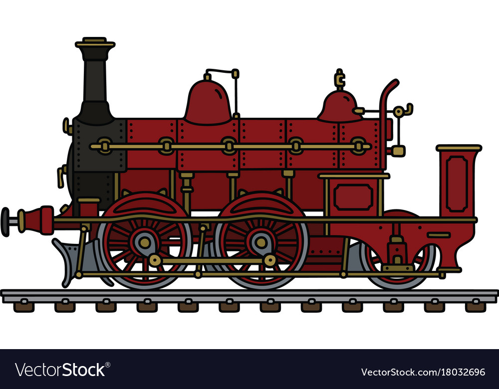 Vintage red steam locomotive Royalty Free Vector Image