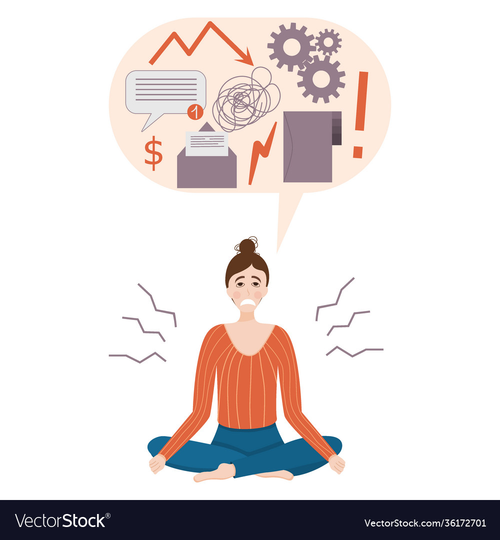 A stressed woman tired work-worn girl Royalty Free Vector