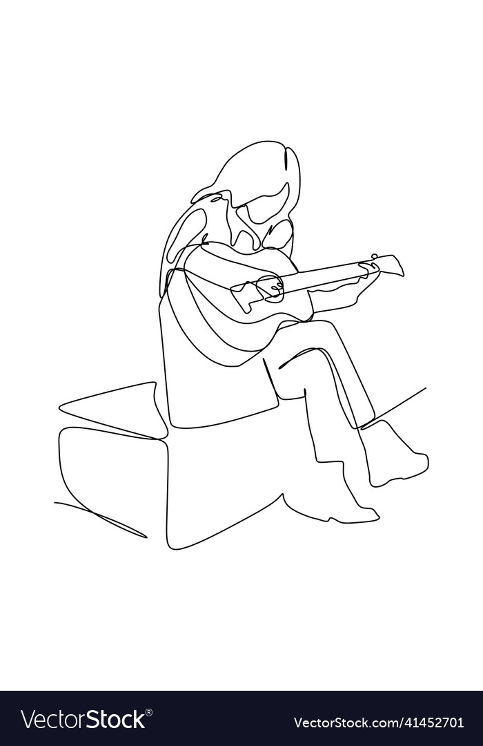 Continuous line drawing of female sitting Vector Image