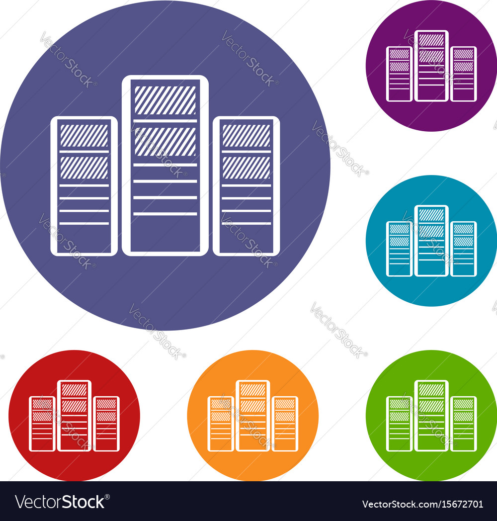 Database servers icons set Royalty Free Vector Image