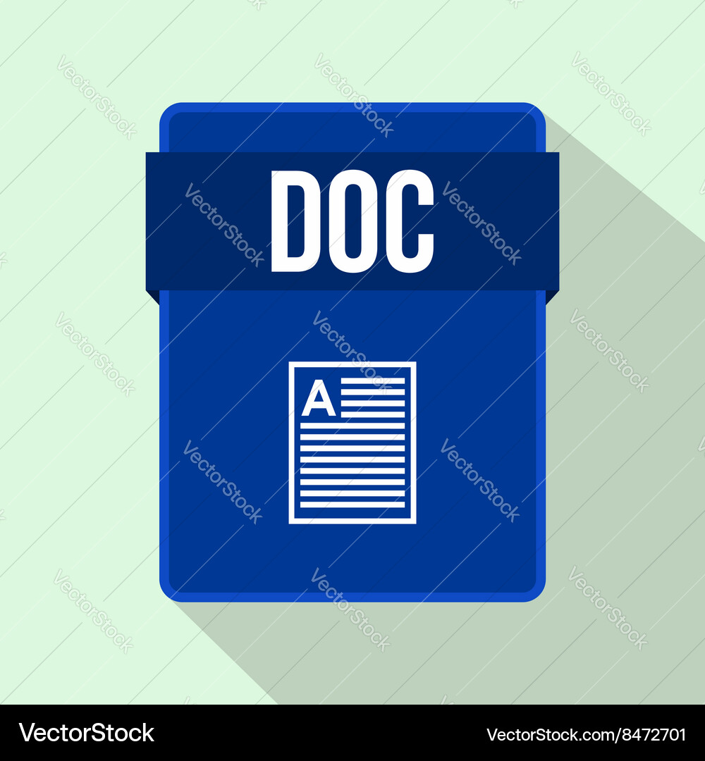 Doc file icon flat style Royalty Free Vector Image