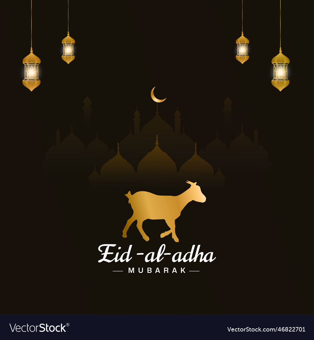 Eid al adha mubarak bakrid festival with goat Vector Image