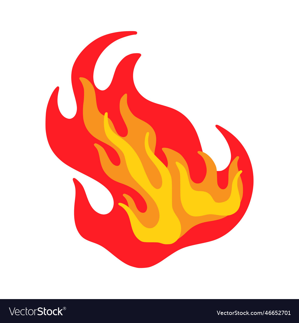 Fire flame burn cartoon fireball fireflame red Vector Image