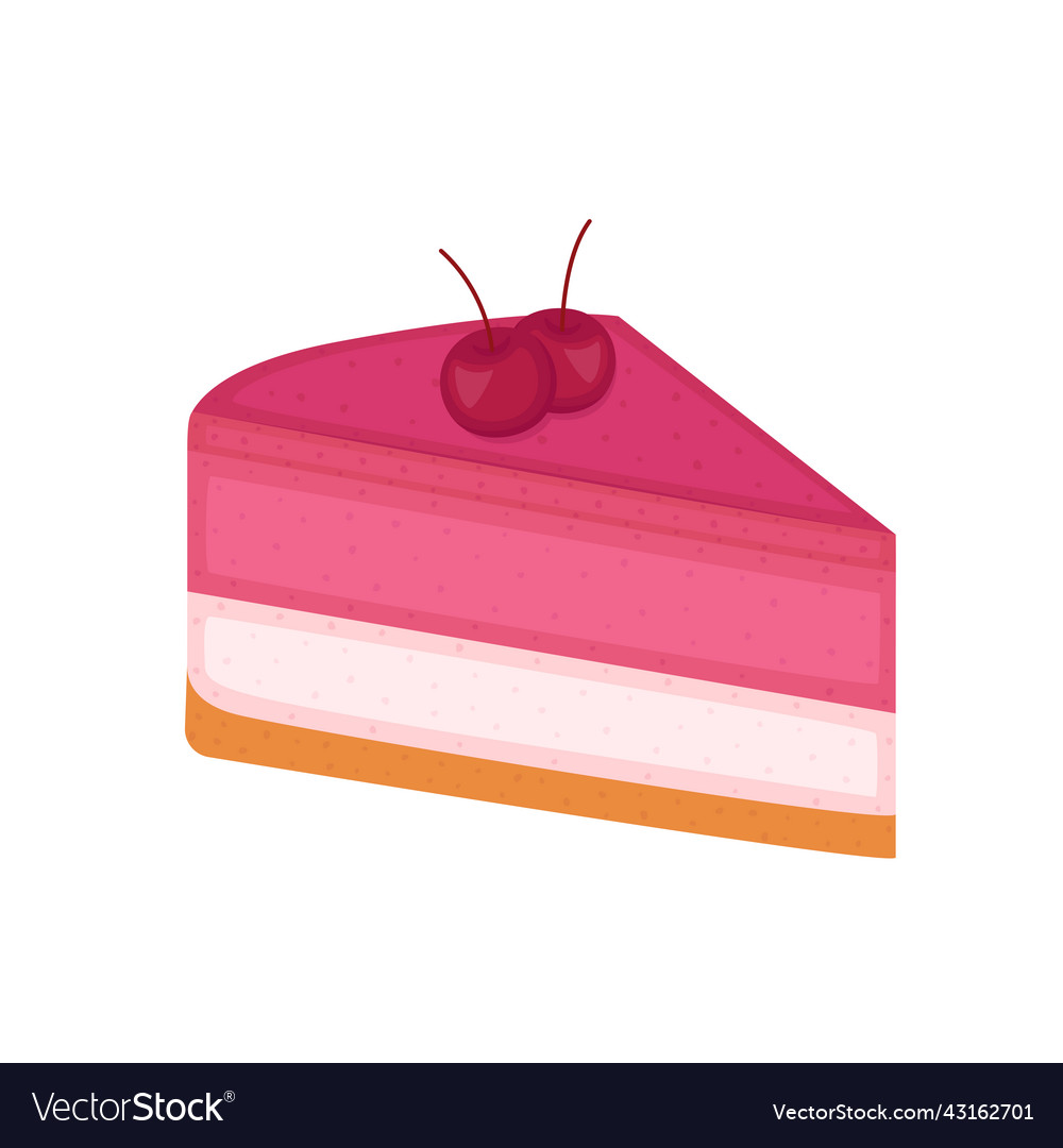 Piece of cherry cheesecake pie isolated Royalty Free Vector