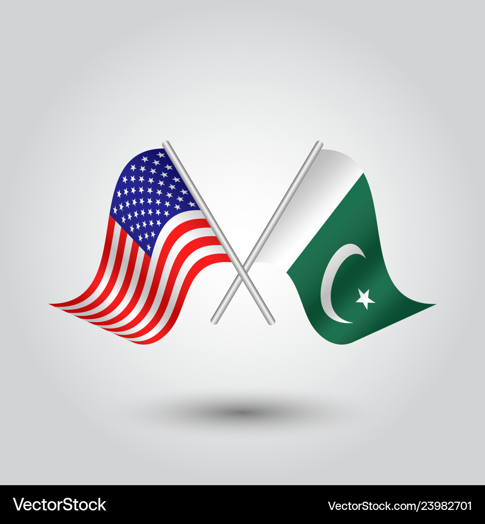 Two crossed american and pakistani flags Vector Image