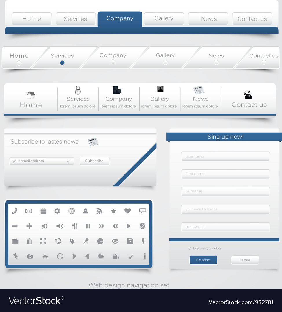 Web site navigation menu pack 4 Royalty Free Vector Image