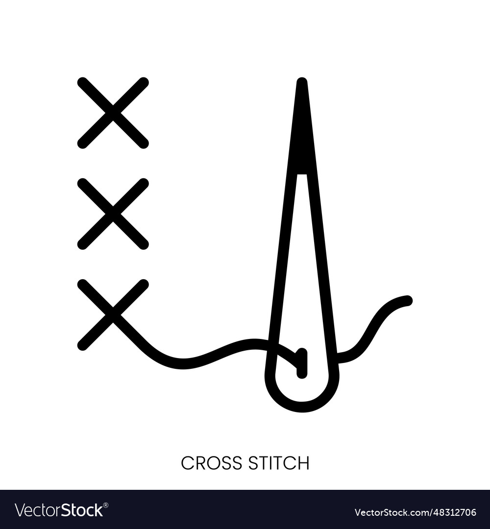 Cross stitch icon line art style design isolated Vector Image