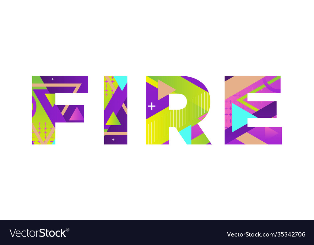 Fire concept retro colorful word art Royalty Free Vector