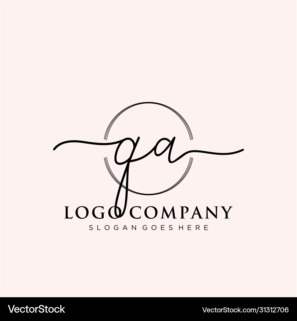 Qa initial handwriting logo design Royalty Free Vector Image
