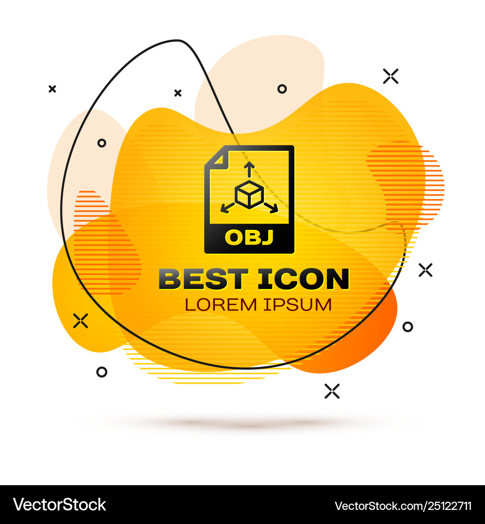 Black obj file document icon download obj button Vector Image