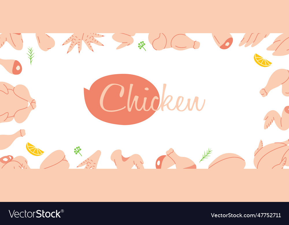 Chicken meats in horizontal banner Royalty Free Vector Image