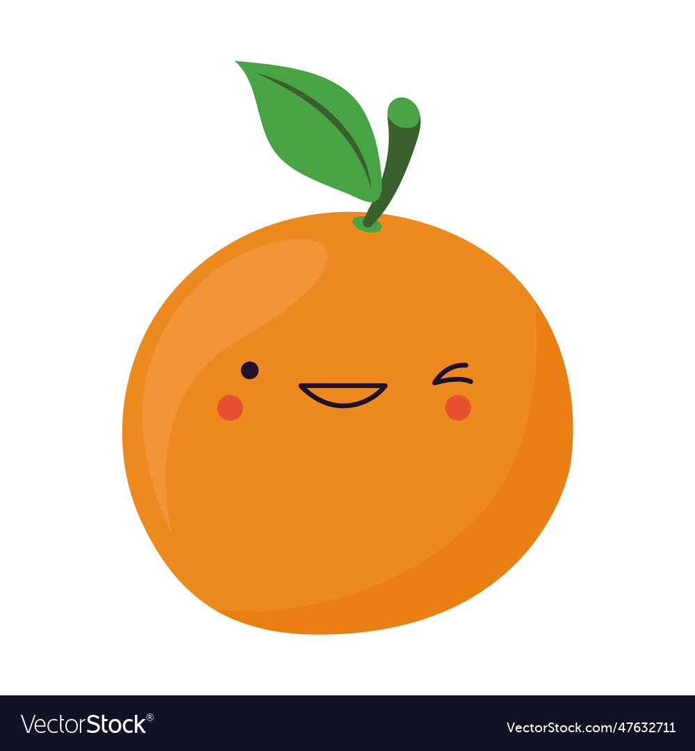 Cute orange in kawaii style Royalty Free Vector Image