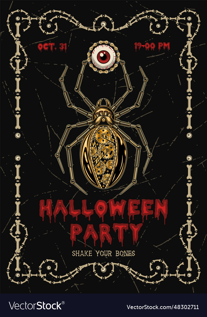 Halloween Poster mit Spinne Augenrahmen von Knochen