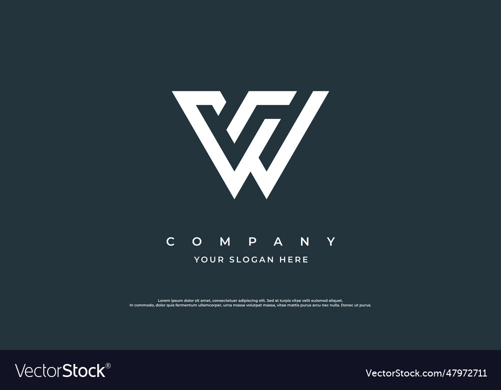 Minimal Letter Vw Or Wg Monogram Logo Design Vector Image