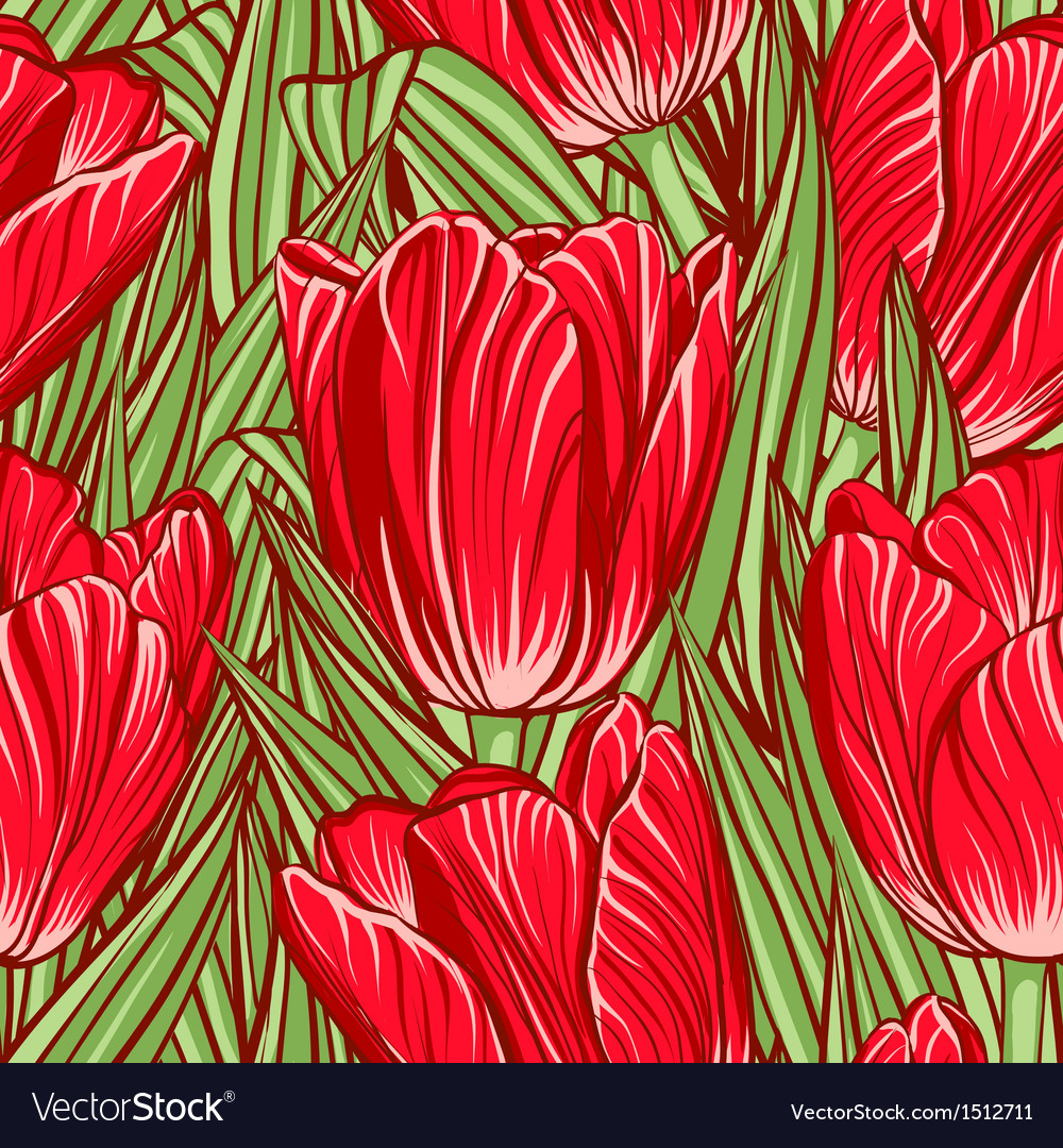 Seamless pattern with tulips