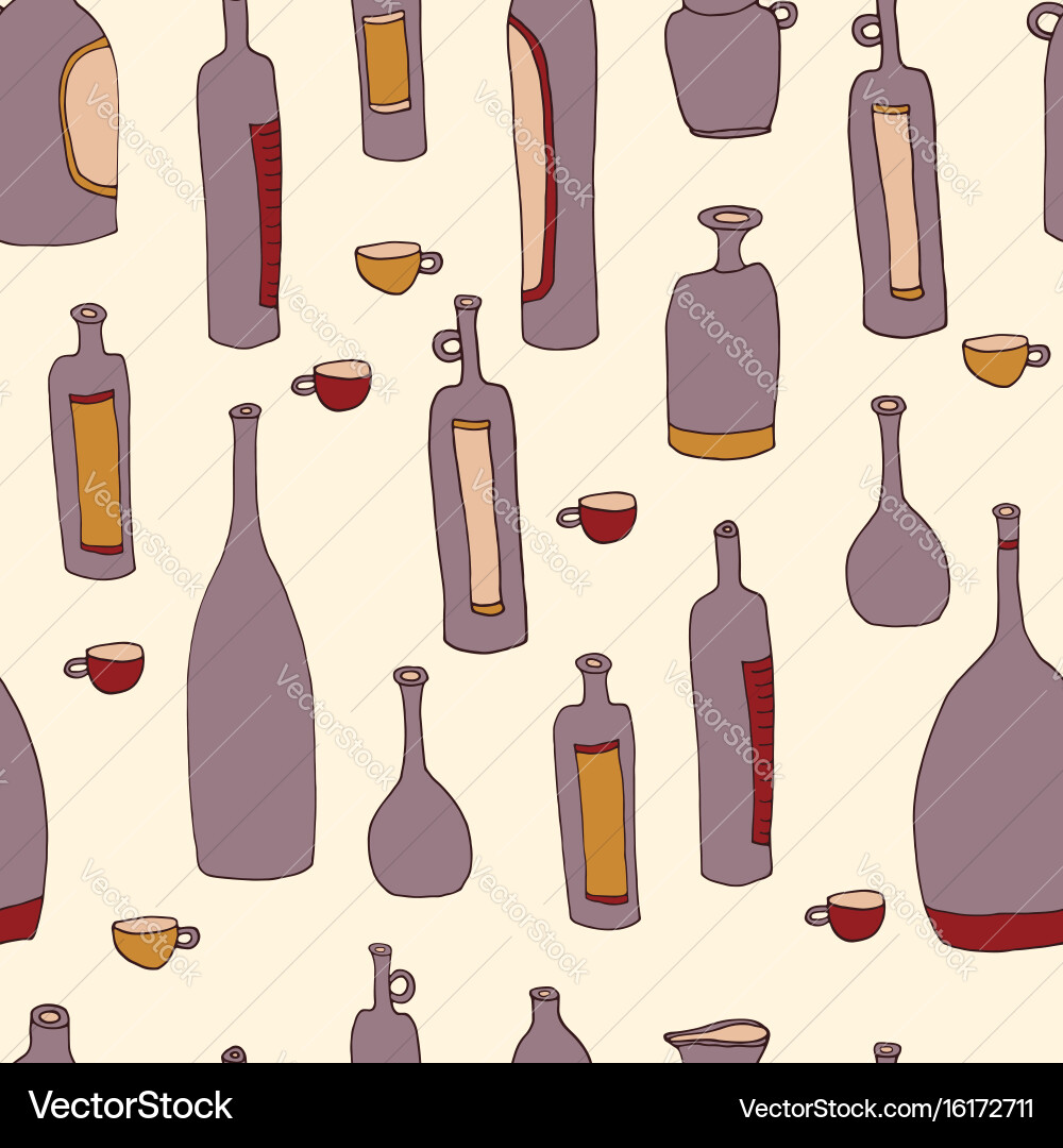 Wine bottles seamless pattern Royalty Free Vector Image