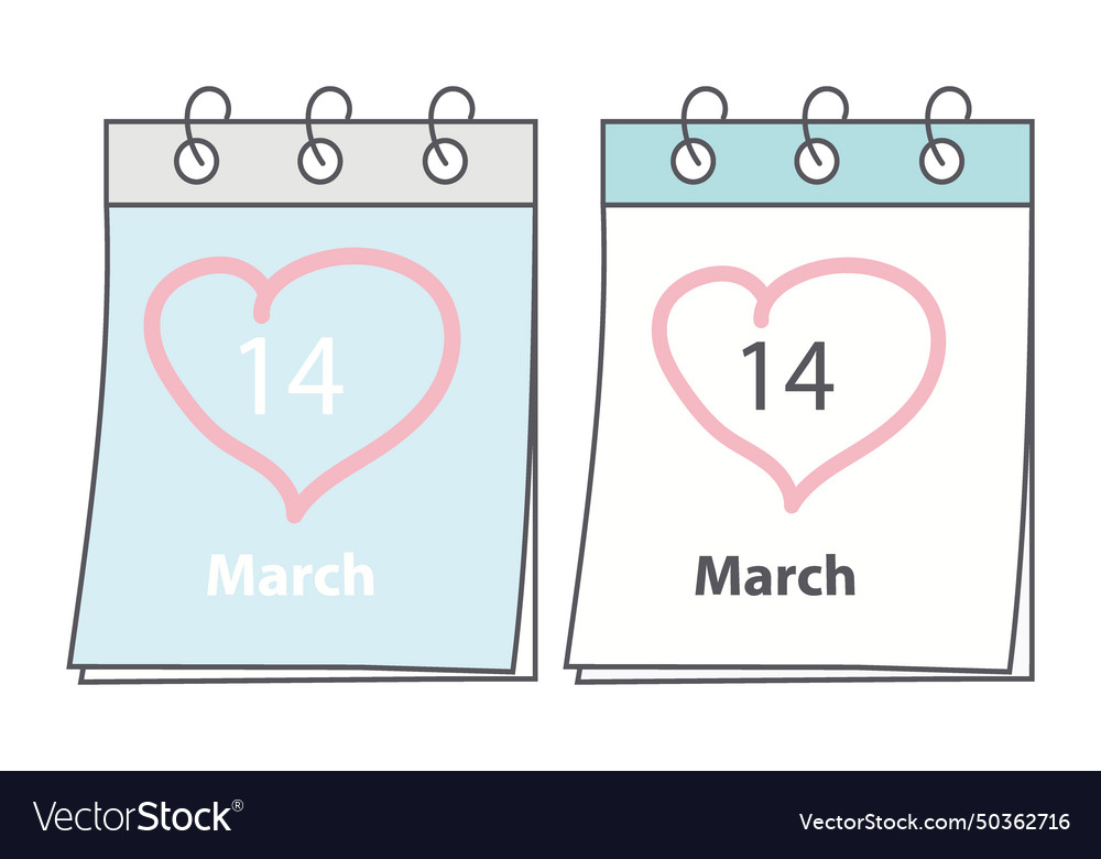 Calendar page with white day date 14 march Vector Image