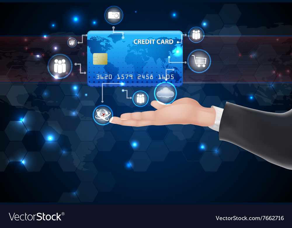 Credit cards symbol over hand