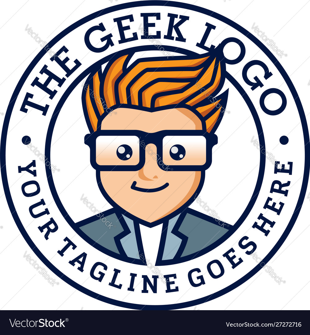 Geek logo design template Royalty Free Vector Image