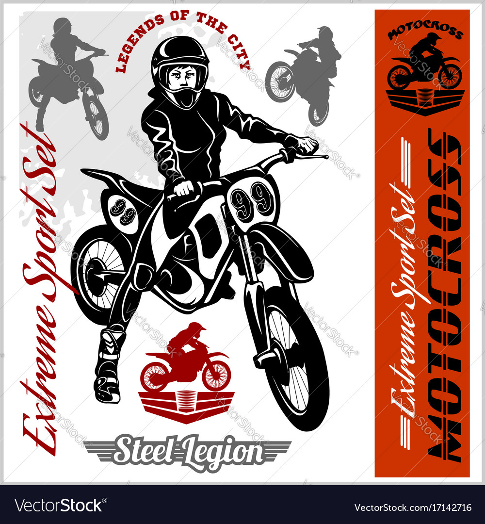 Motocross rider badge logo emblem