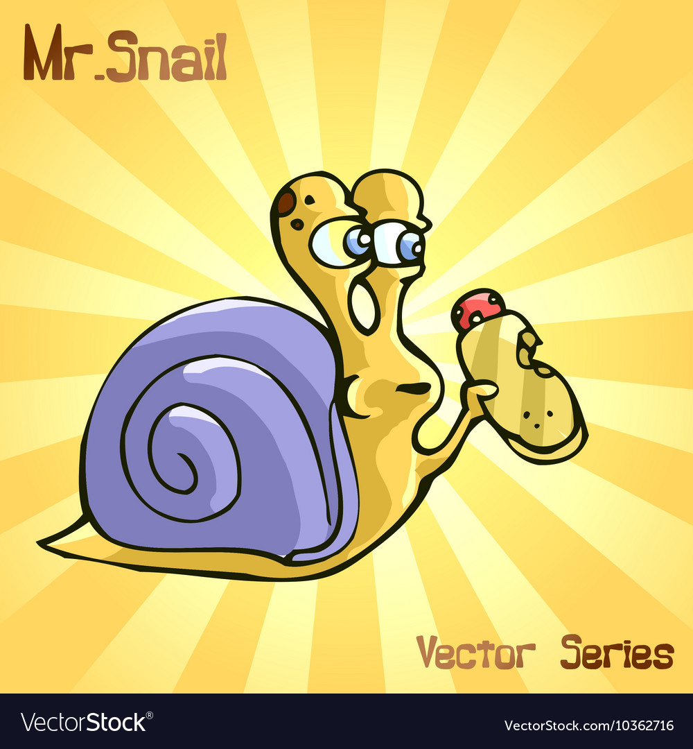 Mr snail with food Royalty Free Vector Image - VectorStock