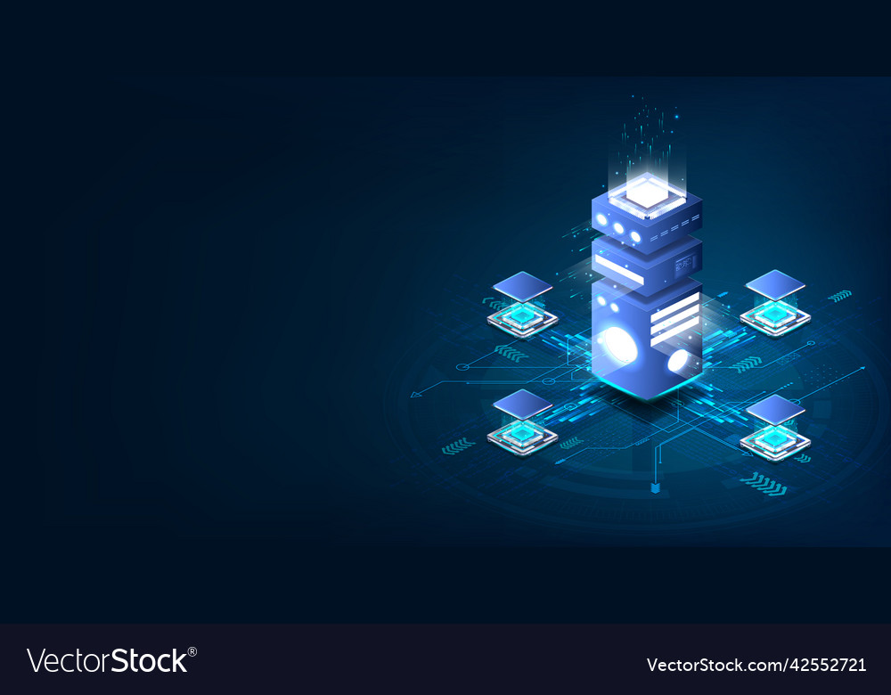 Blue banner big data processing by the latest Vector Image