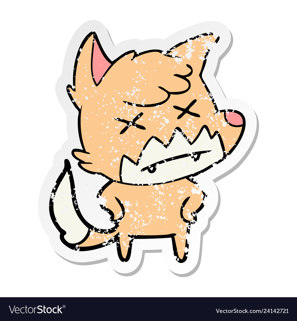 Distressed sticker of a cartoon dead fox Vector Image