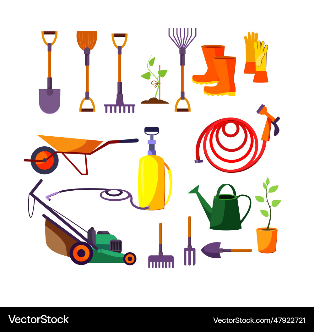 Gardening tools set Royalty Free Vector Image - VectorStock