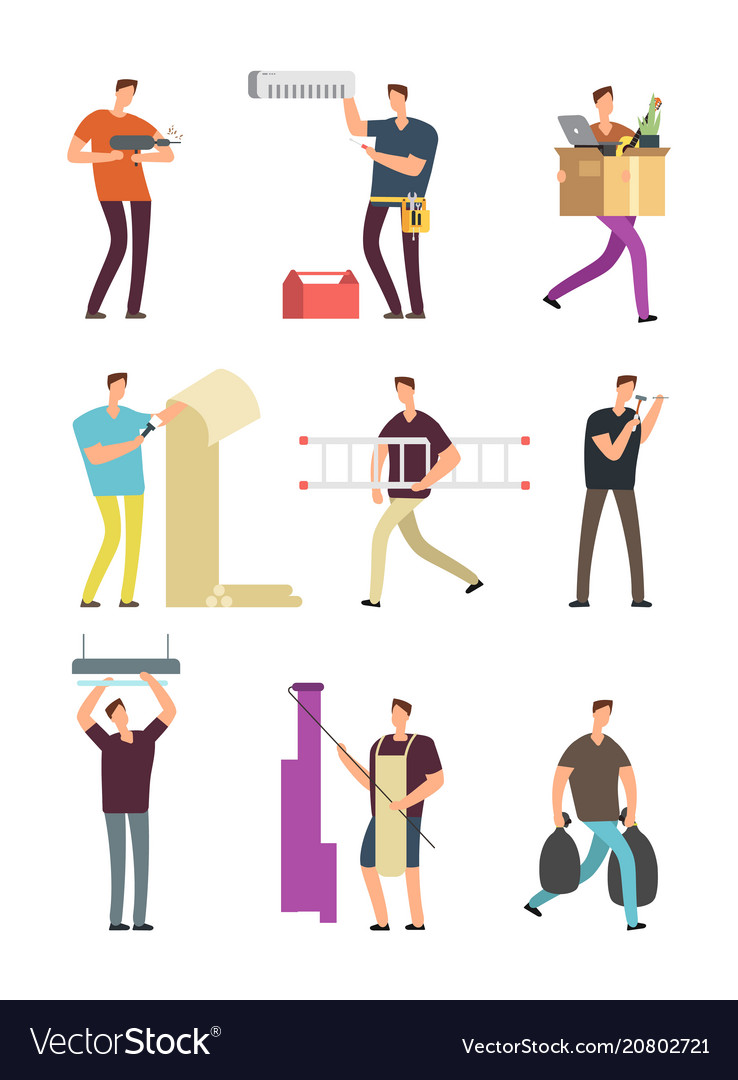 Man in household activities repair apartment Vector Image