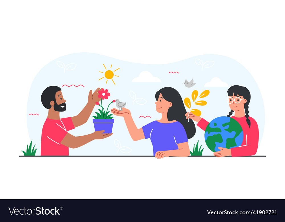 People on nature Royalty Free Vector Image VectorStock