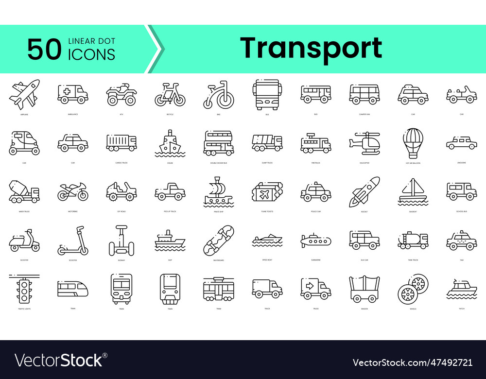 Set of transport icons line art style bundle