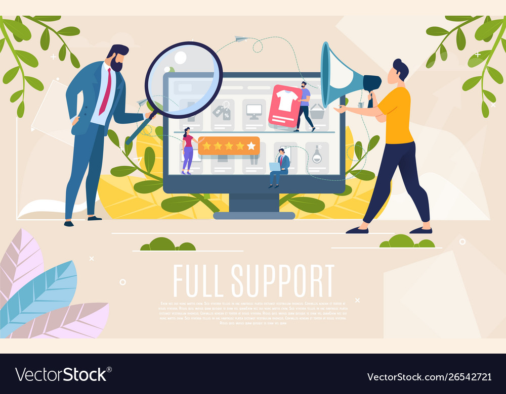 Shop Customers Support Flat Web Banner Royalty Free Vector