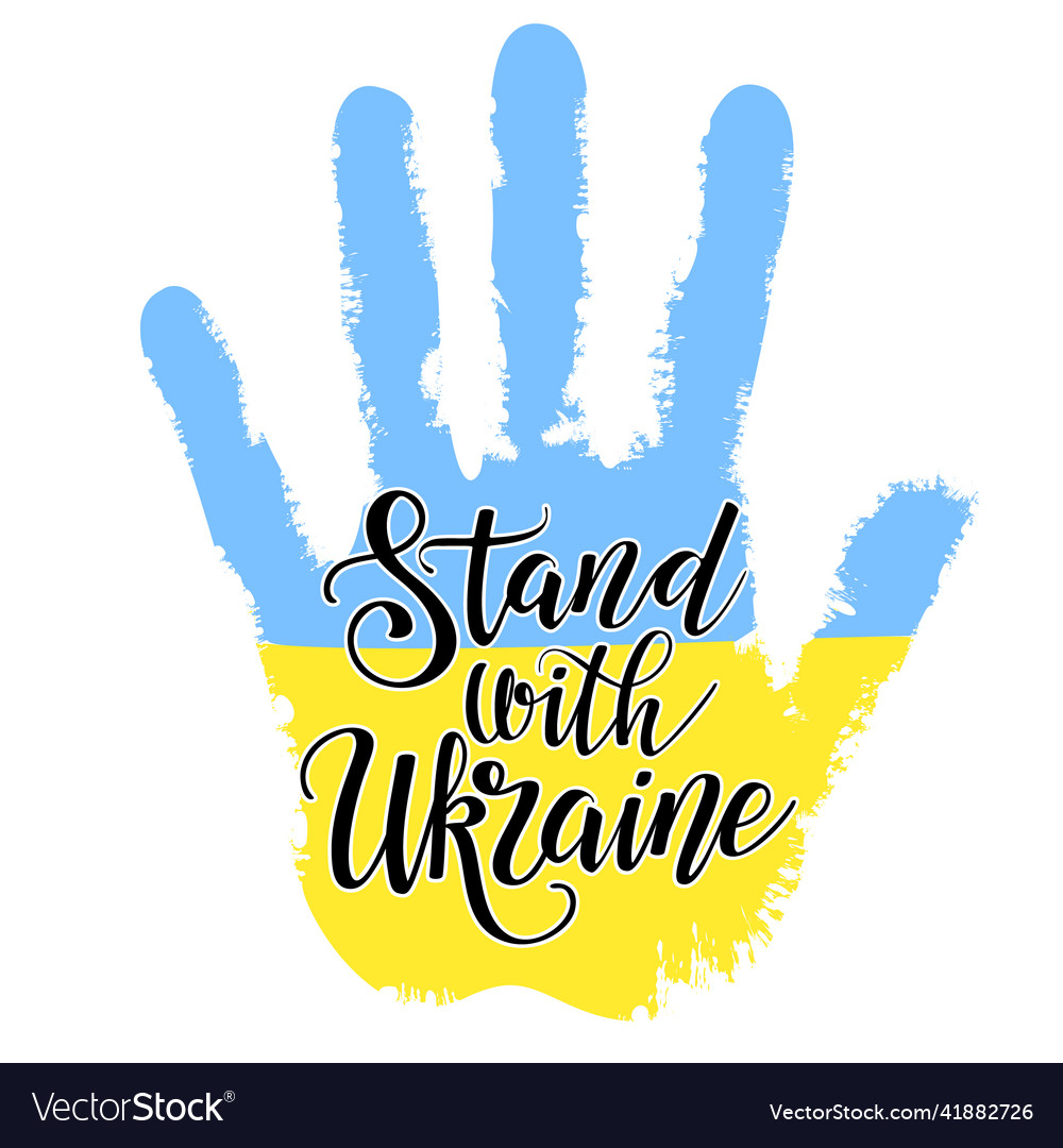 Blue-yellow handprint with message hand print