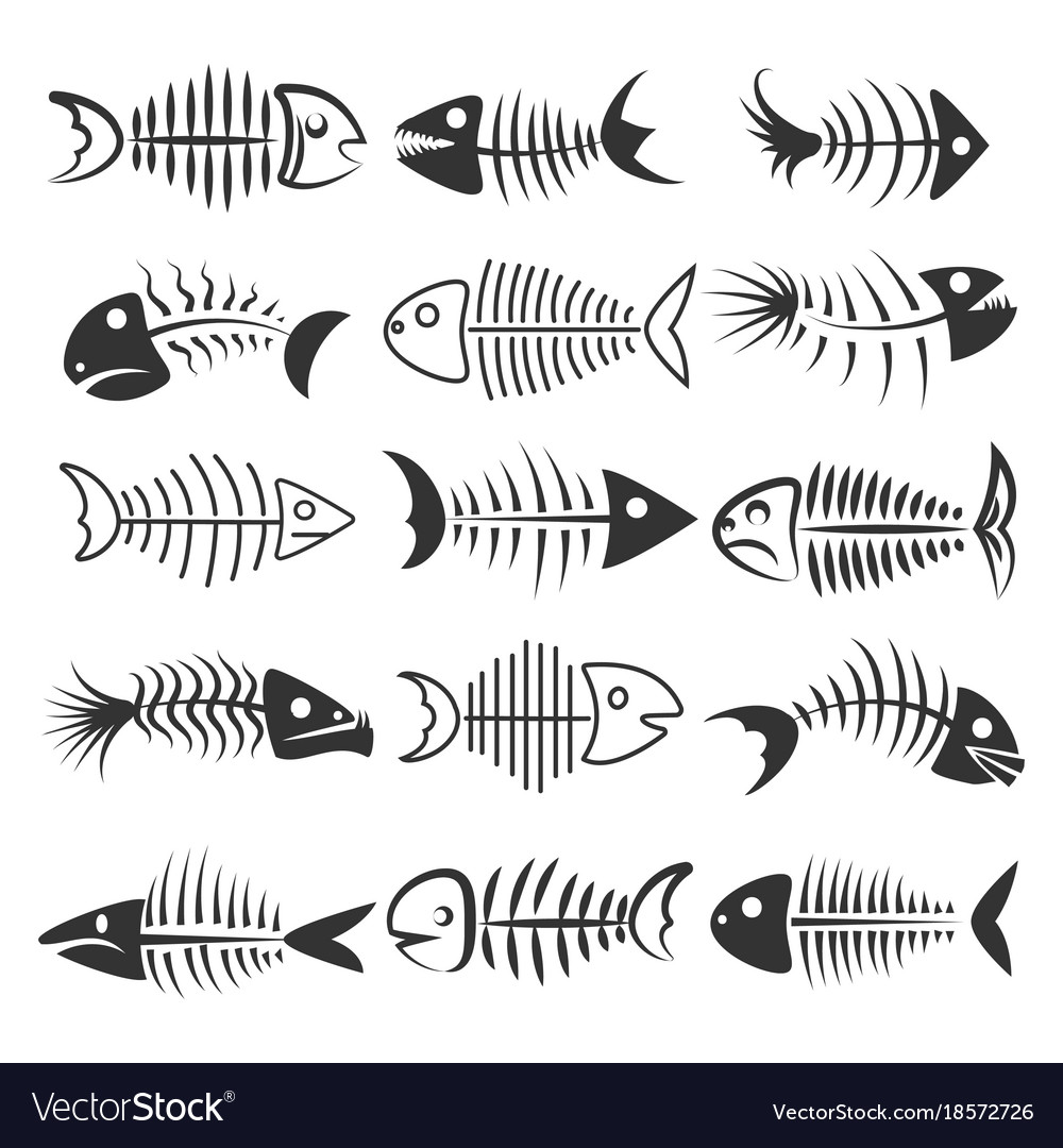 Download Fish bones silhouettes Royalty Free Vector Image