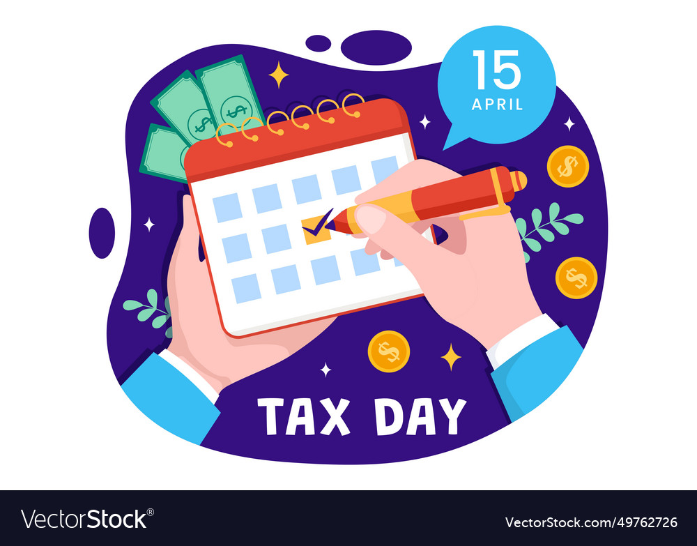 Happy tax day on 15 april with clipboard form Vector Image