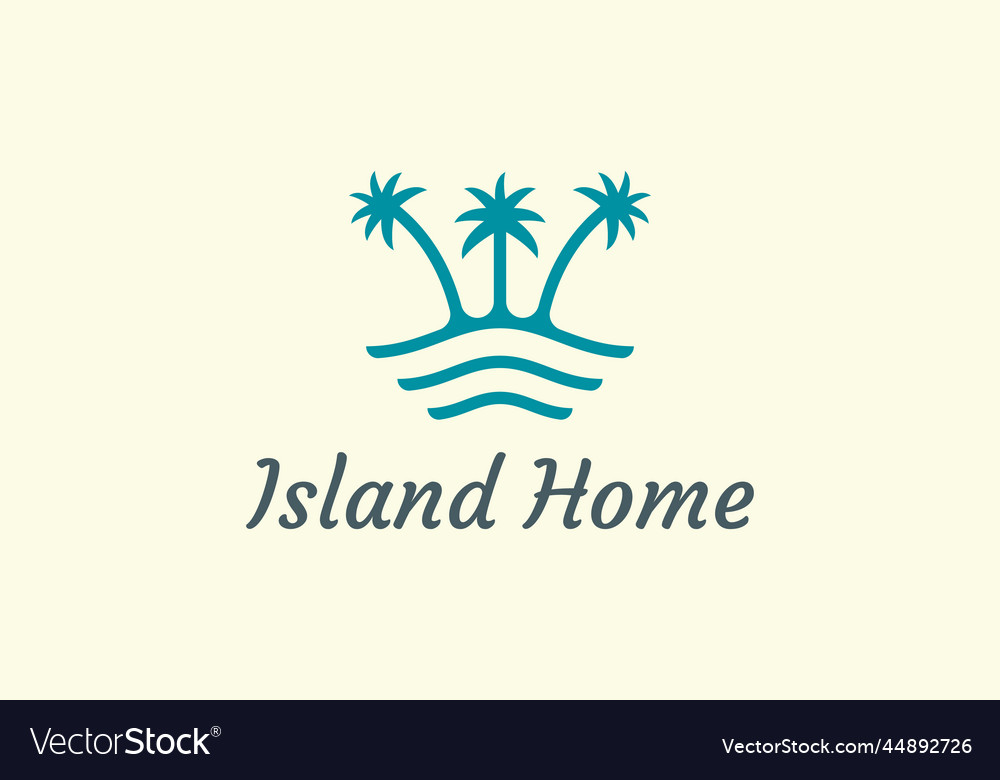 Ocean waves and palm tree combined with simple Vector Image