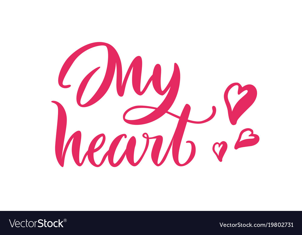 Card lettering my heart pink background Royalty Free Vector