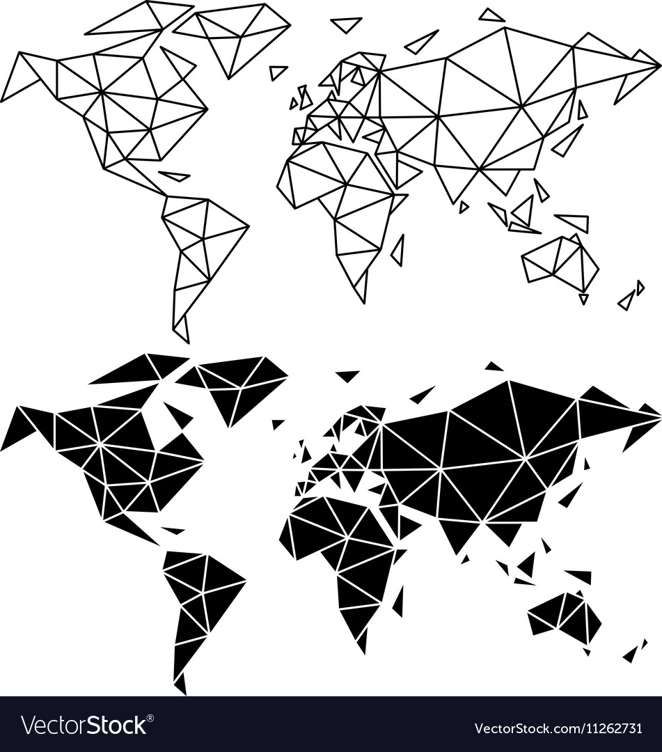 Geometric Map Of World Geometric World Map Royalty Free Vector Image - Vectorstock